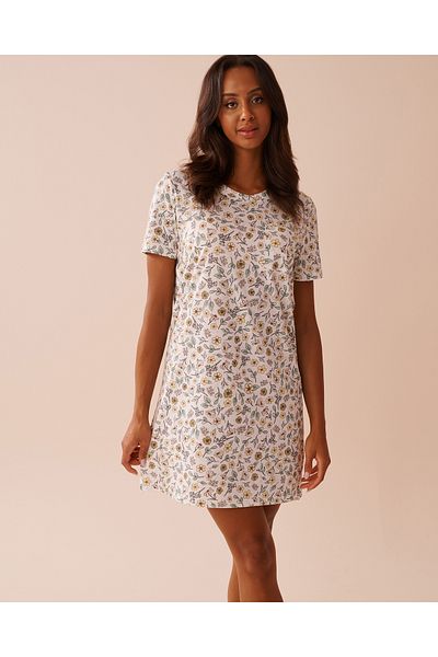 La Vie en Rose Sunflower Print Cotton Short Sleeve Sleepshirt