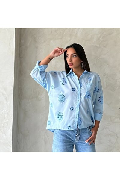 TOPSHOW Сорочка з довгими рукавами та візерунком у вигляді прорізів