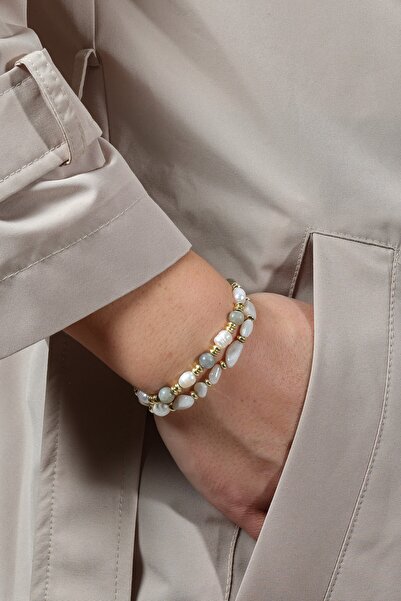 Ssilhoutte Doğaltaş Zarafet ve Ruhsal Denge: İnci, Labradorit, Hematit & Ay Taşı Bileklik