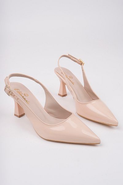 meyra'nın ayakkabıları Women's Skin Stone Buckle Stylish Heeled Shoes