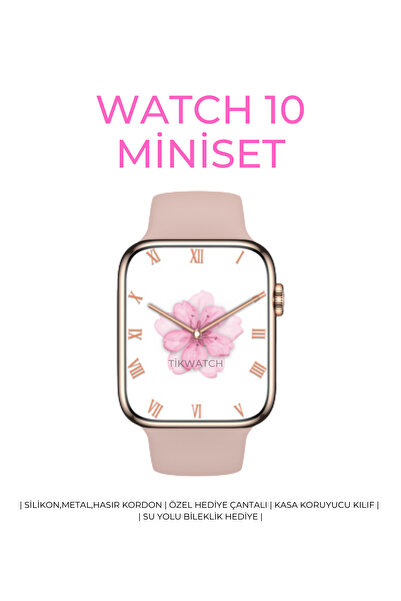 TİKWATCH Watch 10 Series Akıllı Saat Miniset 41mm Amoled Ekranlı Kordon ve Bi...