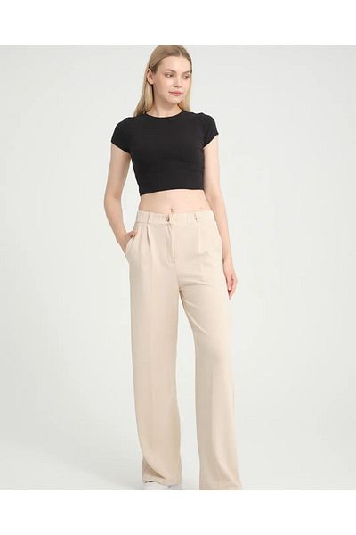 ZERTEX High Waist Lycra Crepe Style Women's Trousers - Pocket, Flexible and Zippered