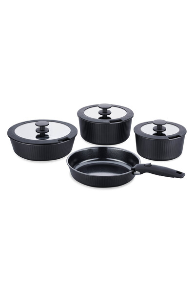 KORKMAZ طقم أواني طهي نوفا براتيكا، ٨ قطع، أسود / A2792