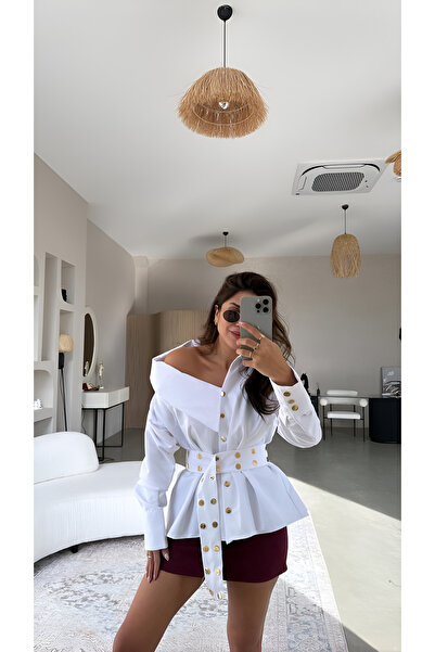 Ekim Store Gold Buttoned Belted Shirt