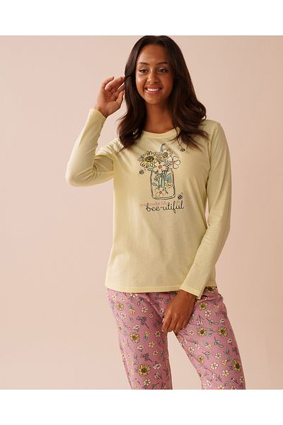 La Vie en Rose Bee Print Cotton Long Sleeve Shirt