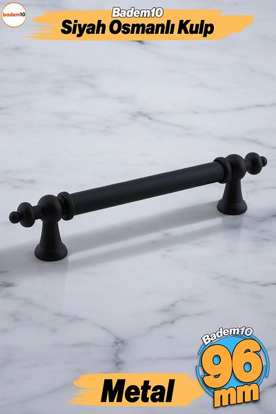 Badem10 Ottomane (96 mm - 9,6 cm) Mobilier din metal negru mat Sertar de bucătărie Dulap dulap Mâner Mâner