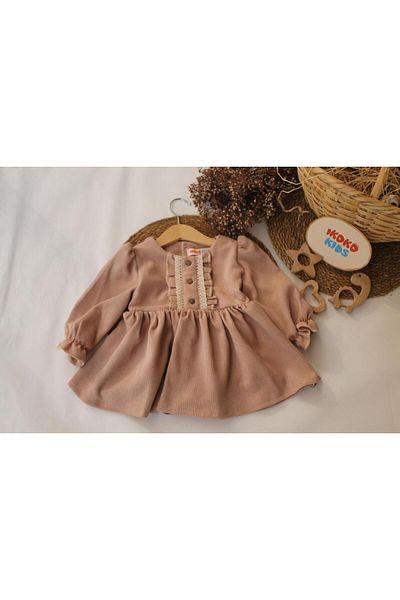 ikokokids μπορντό βελούδινο φόρεμα με δαντέλα