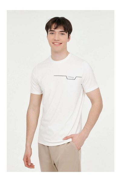 lumberjack Renato 11itl1019 0 Ανδρικό μπλουζάκι με λαιμόκοψη - Λευκό