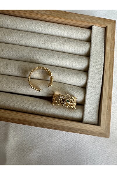 ringbox Motifli Vintage Fuşya Taşlı Yüzük