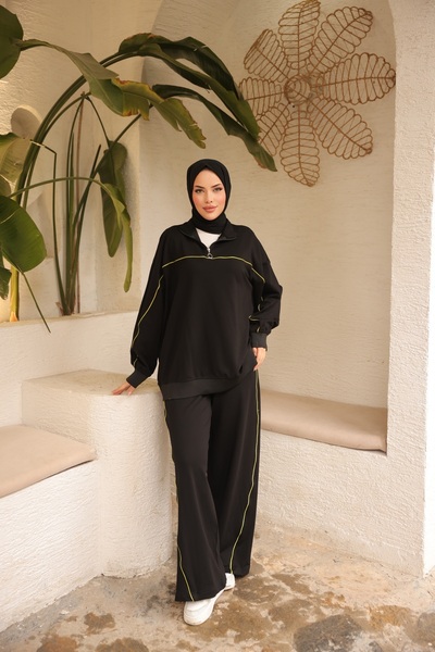 Wovi Moda Hijab Tracksuit Set - Women'S, Set of Two, Zip-Up Collar