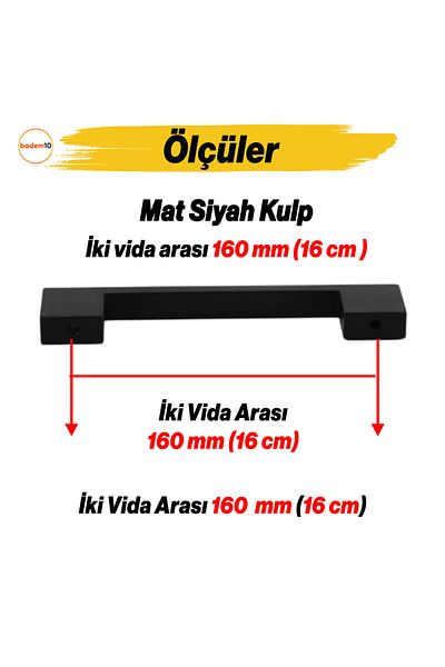 Badem10 Ponte îngust (160 mm - 16 cm) Mobilier din metal negru mat Sertar de bucătărie Dulap dulap Mâner Mâner