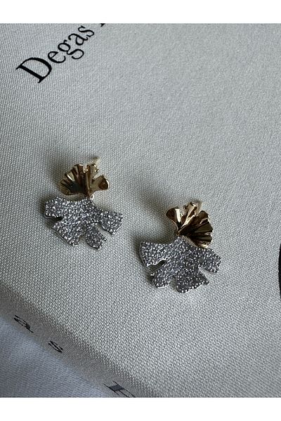 ringbox Double Color Stone Leaf Earrings