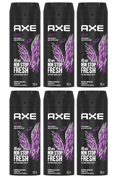 Axe Excite Crisp Coconut And Black Pepper Scent 150ml X6