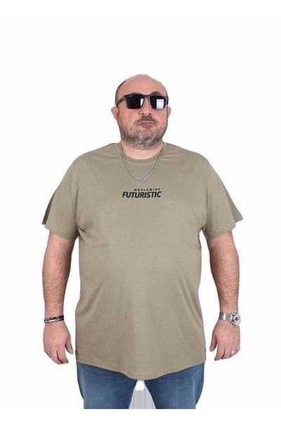 Starbattal Men's Plus Size Crew Neck T-Shirt Urban 25142 Khaki