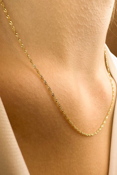 K KRAFTIVA JEWELRY 14 Ayar Altın Singapur Zincir Kolye