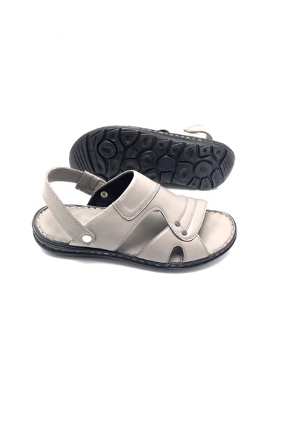 UMUT AYAKKABI Men's Leather Orthopedic Massage Slippers