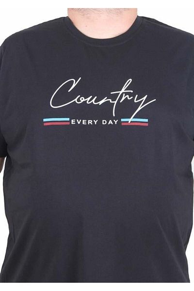 Starbattal Ανδρικό T-Shirt μεγάλου μεγέθους 0 λαιμόκοψη - ΜΑΥΡΟ