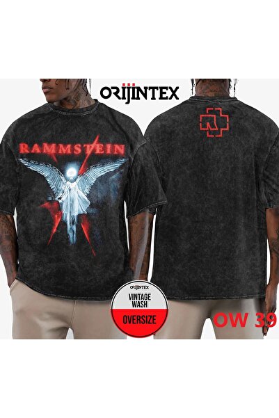 orijintex Rammstein Yıkamalı Over Size Tişört
