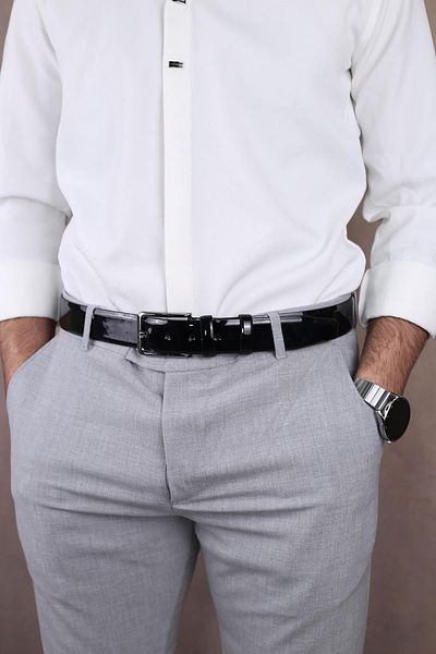 Walkenzo 4396 Men's Patent Leather Fabric Belt