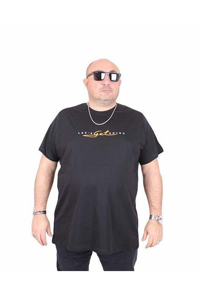 Starbattal Ανδρικό μπλουζάκι με λαιμόκοψη σε μεγάλο μέγεθος Lets Get Going 25175 ΜΑΥΡΟ