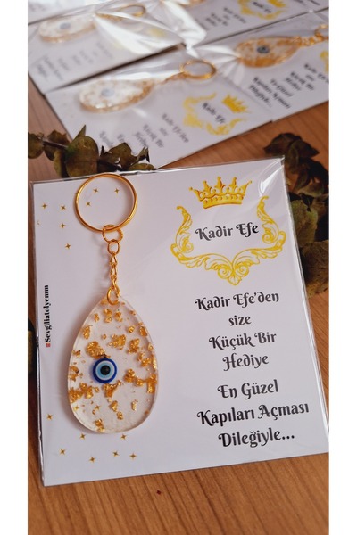 sevgiliatolyemm mutluluk getirmesi dileğiyle Keyring with Evil Eye Beads 15 P...