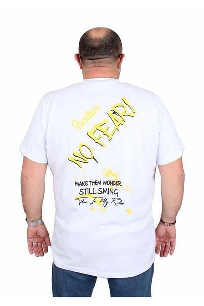 Starbattal Men's Plus Size Crew Neck T-Shirt No Fear 25143 White