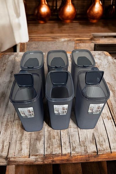 Hesaplı Kasa Food Storage Container 4 Lt, Anthracite, Set of 6