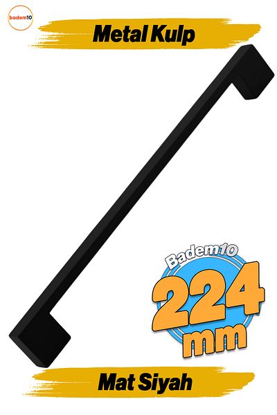 Badem10 Ponte îngust (224 mm - 22,4 cm) Mobilier din metal negru Sertar de bucătărie Dulap dulap Mâner Mâner