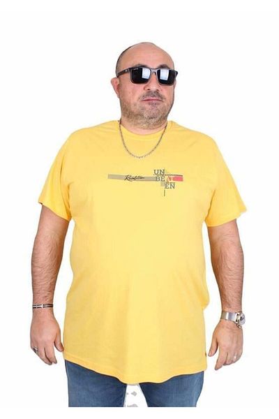 Starbattal Men's Big Size Crew Neck T-Shirt, Un Beat En 25146 Yellow