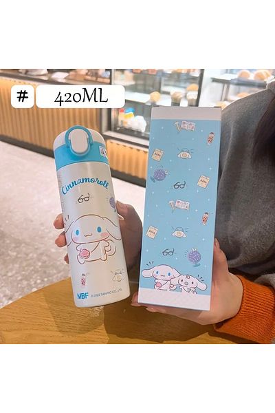 bundle island Children's Thermos - Stainless Steel, with Straw and Cinnamoroll Figure
