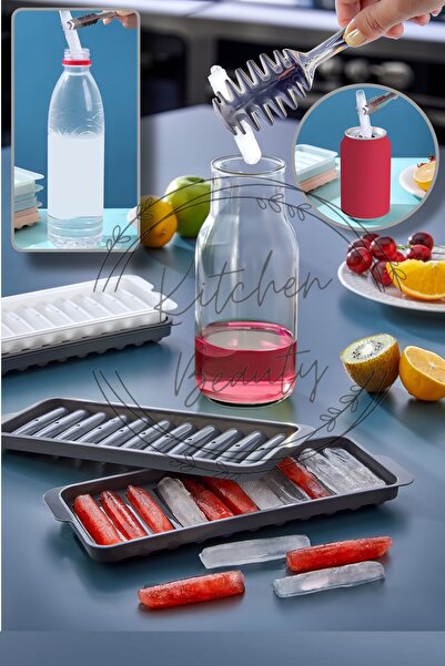 Kitchen Beauty 11 Bölmeli Kapaklı Çubuk Şekilli Buz Kalıbı Şekilli Buz Kalıbı...