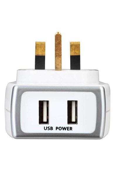 Masterplug 13A Wall Adapter with 2 USB Charging Ports, Surge Protection, 1000W Max