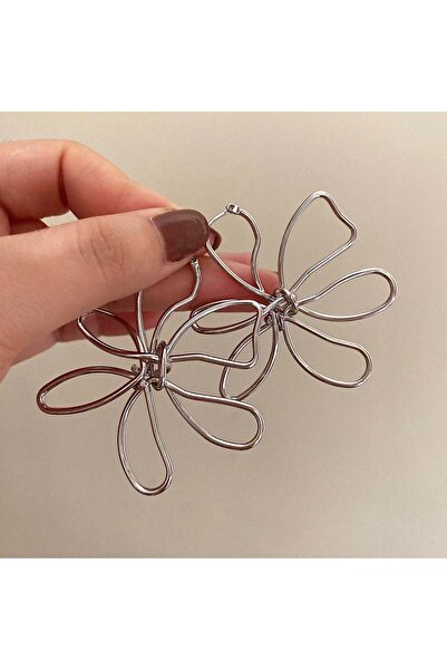 Choice Silver Vintage Metal Line Flower Stud Earrings For Women Girl Minimali...