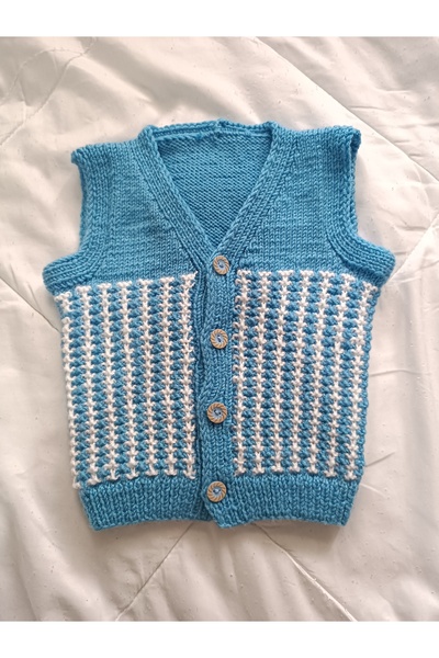 Eli El örgüsü iki renkli fare dişi model bebek yelek