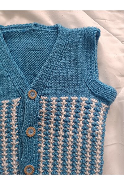 Eli El örgüsü iki renkli fare dişi model bebek yelek