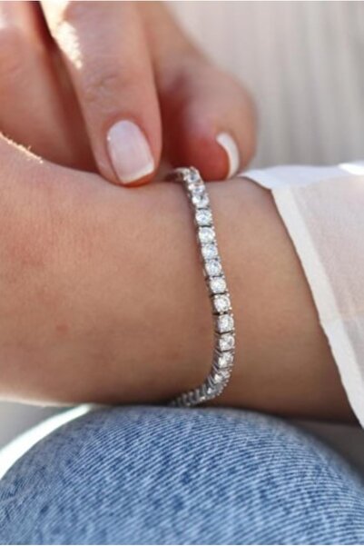 RF Jewelry Gümüş Pırlanta Montür Ithal Su Yolu Bileklik 4mm