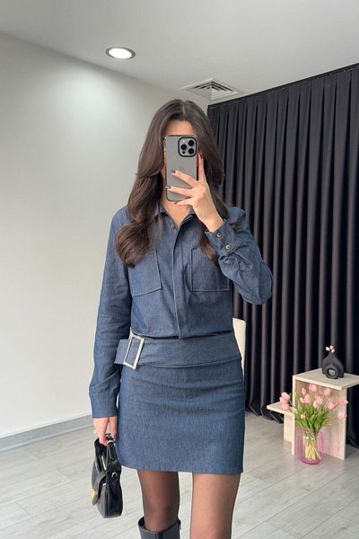 ECEMİ Buckle Detail Long Sleeve Dress