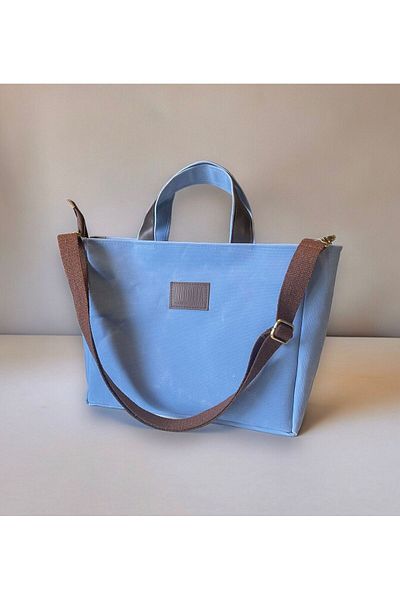 Nuggita Geantă de mână din pânză ceară albastră cu fermoar - Crossbody