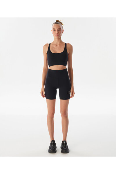 Twist Slogan baskılı bıker tayt