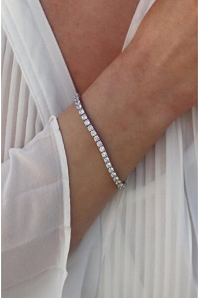 RF Jewelry Gümüş Pırlanta Montür Ithal Su Yolu Bileklik 4mm