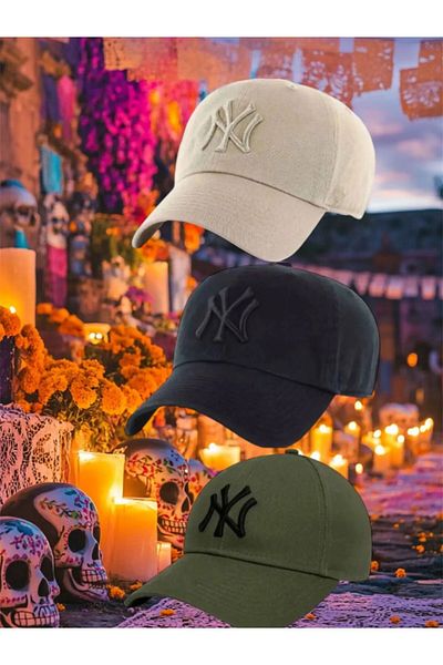 Themizel Αθλητικό καπέλο ny σετ 3 τεμαχίων unisex από βαμβακερό καπέλο με ρυθμιζόμενη πλάτη και velcro