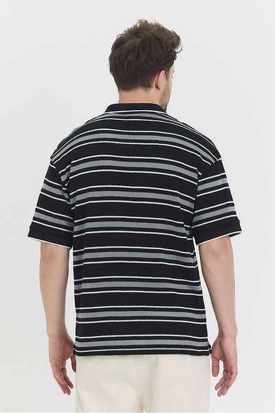 HAWKKİNG Ανδρικό μπλουζάκι με γιακά πόλο πλεκτό Oversize