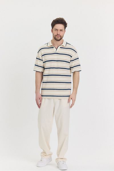 HAWKKİNG Ανδρικό μπλουζάκι με γιακά πόλο πλεκτό Oversize