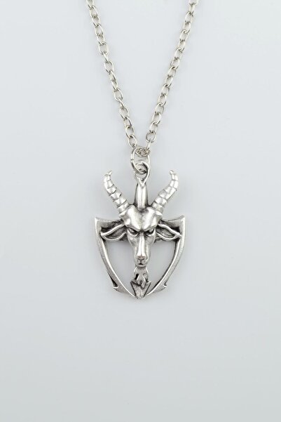 Pagan - Goat Devil Silver Plated Flat Chain Necklace