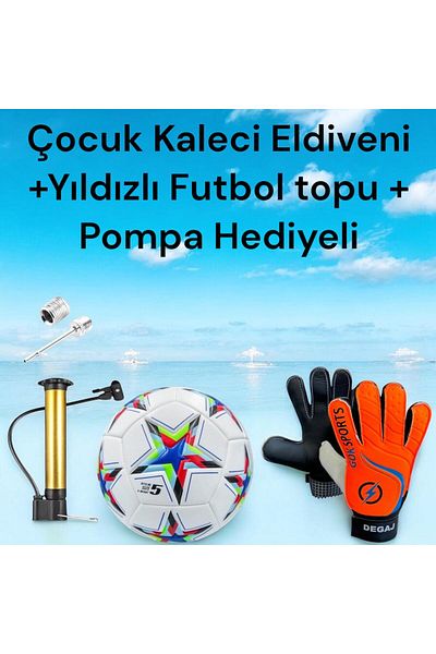 Gök Sports Children's Goalkeeper Gloves - with Wrist Bandage - Soccer Ball Pump - Gift Degaj