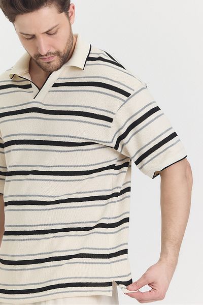 HAWKKİNG Ανδρικό μπλουζάκι με γιακά πόλο πλεκτό Oversize