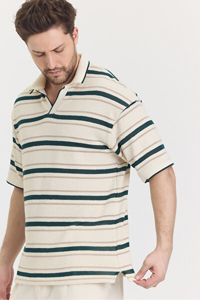 HAWKKİNG Чоловіча оверсайз трикотажна футболка з поло коміром