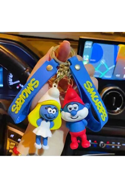 Tasarım Şirin Baba, Şirine, Şirinler Figürlü Büyük Boy 2'li Anahtarlık