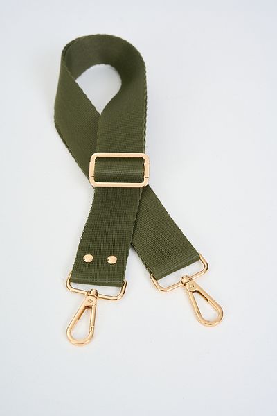 MUTE BAG Dark Green Matcha Bag with Adjustable Handle Gold Detail (Polyester) 110 cm W:4 cm
