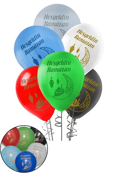 Parti dolabı 6 قطع بالون ترحيب رمضان مطبوع ملون عيد رمضان 11 شهرًا زينة رمضان مدينة السلطان